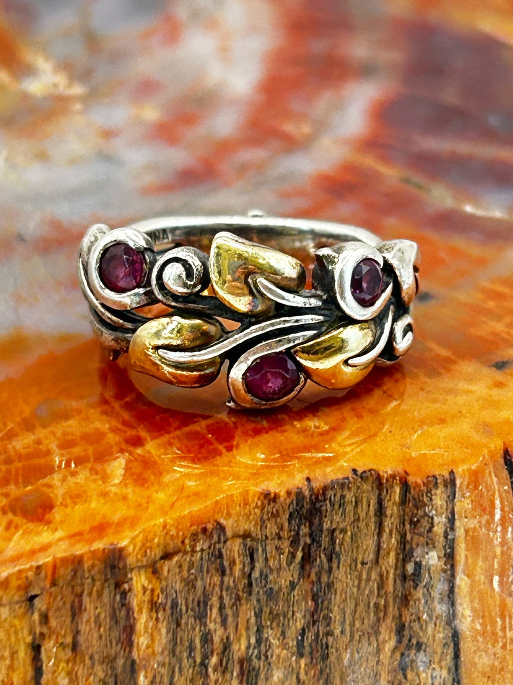 Barbara Bixby Topaz Floral Ring, Sterling Silver With 18 Karat Accenting -Size 8